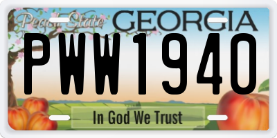 GA license plate PWW1940