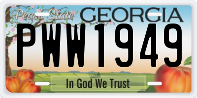 GA license plate PWW1949