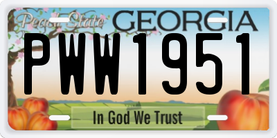 GA license plate PWW1951