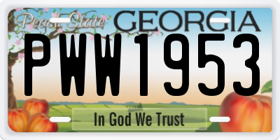 GA license plate PWW1953