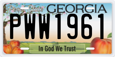 GA license plate PWW1961