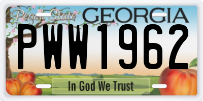 GA license plate PWW1962