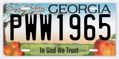 GA license plate PWW1965