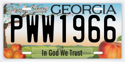 GA license plate PWW1966