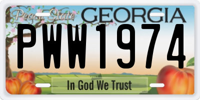 GA license plate PWW1974