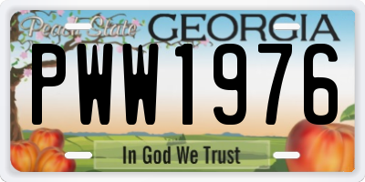 GA license plate PWW1976