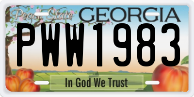 GA license plate PWW1983
