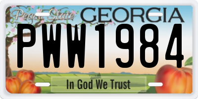 GA license plate PWW1984