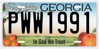 GA license plate PWW1991