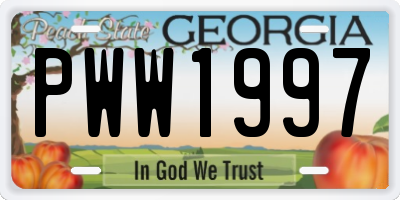 GA license plate PWW1997