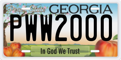 GA license plate PWW2000