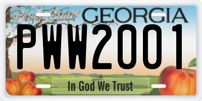 GA license plate PWW2001