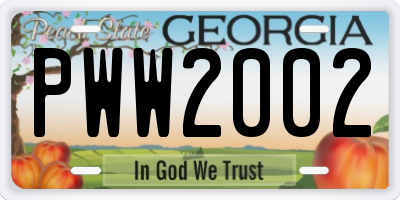 GA license plate PWW2002
