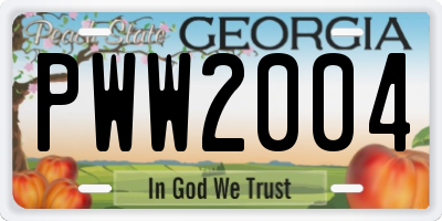 GA license plate PWW2004