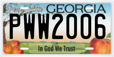 GA license plate PWW2006