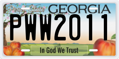 GA license plate PWW2011