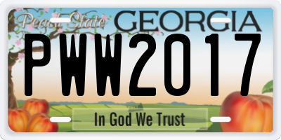 GA license plate PWW2017