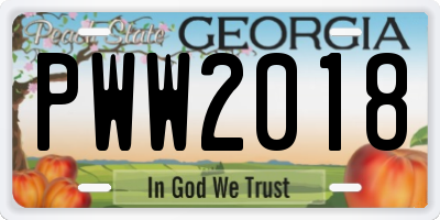 GA license plate PWW2018