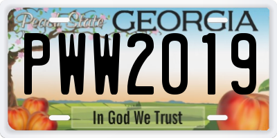 GA license plate PWW2019
