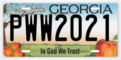 GA license plate PWW2021