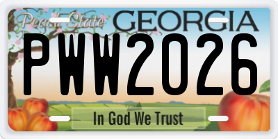 GA license plate PWW2026