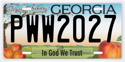 GA license plate PWW2027