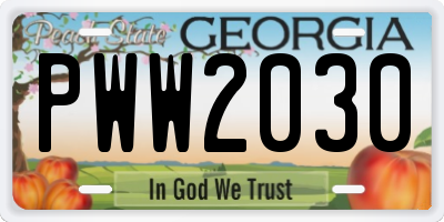GA license plate PWW2030