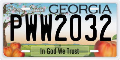 GA license plate PWW2032