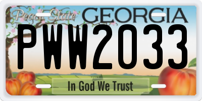 GA license plate PWW2033