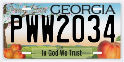 GA license plate PWW2034