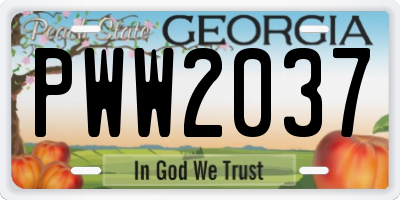 GA license plate PWW2037