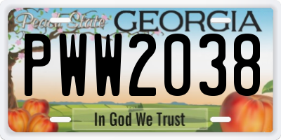 GA license plate PWW2038