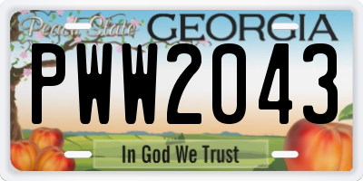 GA license plate PWW2043