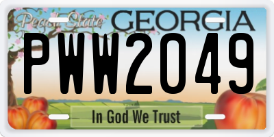 GA license plate PWW2049