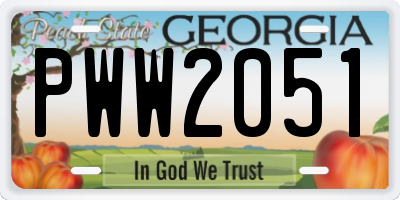 GA license plate PWW2051