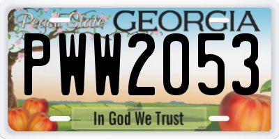 GA license plate PWW2053
