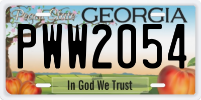GA license plate PWW2054