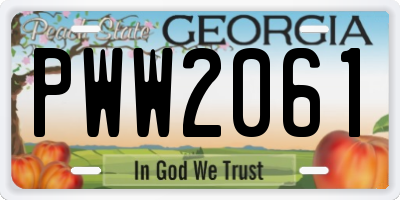 GA license plate PWW2061