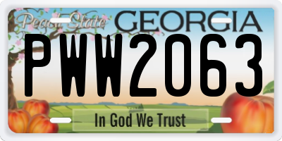 GA license plate PWW2063