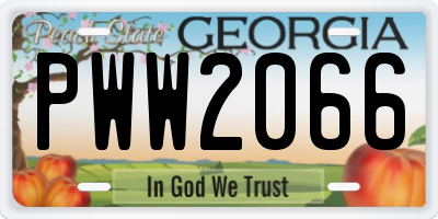 GA license plate PWW2066