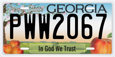 GA license plate PWW2067