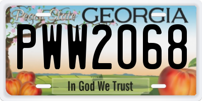 GA license plate PWW2068