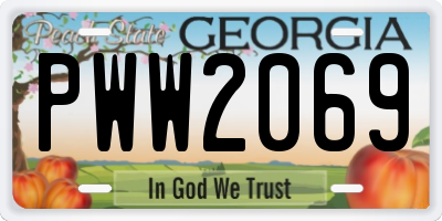GA license plate PWW2069