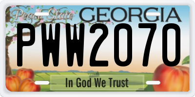 GA license plate PWW2070