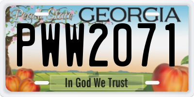 GA license plate PWW2071