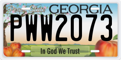 GA license plate PWW2073