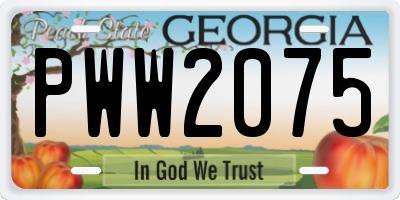 GA license plate PWW2075