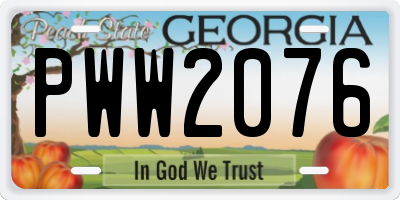 GA license plate PWW2076