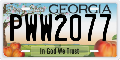 GA license plate PWW2077