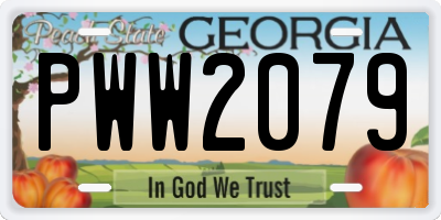 GA license plate PWW2079